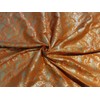 Silk Brocade Fabric Orange x Metallic Silver Color 44" Wide