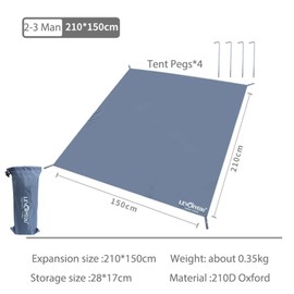 RUNGEASINI 6.89 * 4.92 FT Tent Footprints with Stakes 210D Oxford Cloth Outdoor Camping Floor Mat Moisture proof Ground Sheet Ultralight Waterproof Multi-Purpose Shading Trap for 2-3 Man