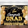 Graduation Backdrop 10x8ft Black and Gold Congrats Grad Photo Background