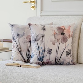 Outdoor Cushion Weatherproof Cushion Cover Abstract Ink Painting Waterproof Sofa Cushion Flowers Decorative Cushion 50 x 50 cm Cushion Covers Decorative Polyester Cushion Cover for Garden Sofa Living