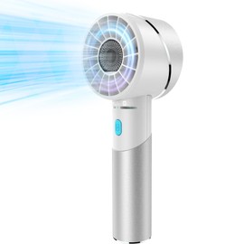 Handheld Fan, Mini Small Portable Turbo Fan, USB Type-C Rechargeable with 4 High Speeds Personal Fans, Max 16 Hours Working Time, Small Hand Fan for Travel, Camping, Office, Home, Outdoor - Silver