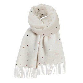 PUERHUACI Women's Winter Scarf, Soft Winter Scarf, Large Scarves & Shawls for Women, Milky White Imitation Cashmere with Coloured Dots with Fringes, Can Be Used as a Scarf, Shoulder Scarf 180 x 68 cm,