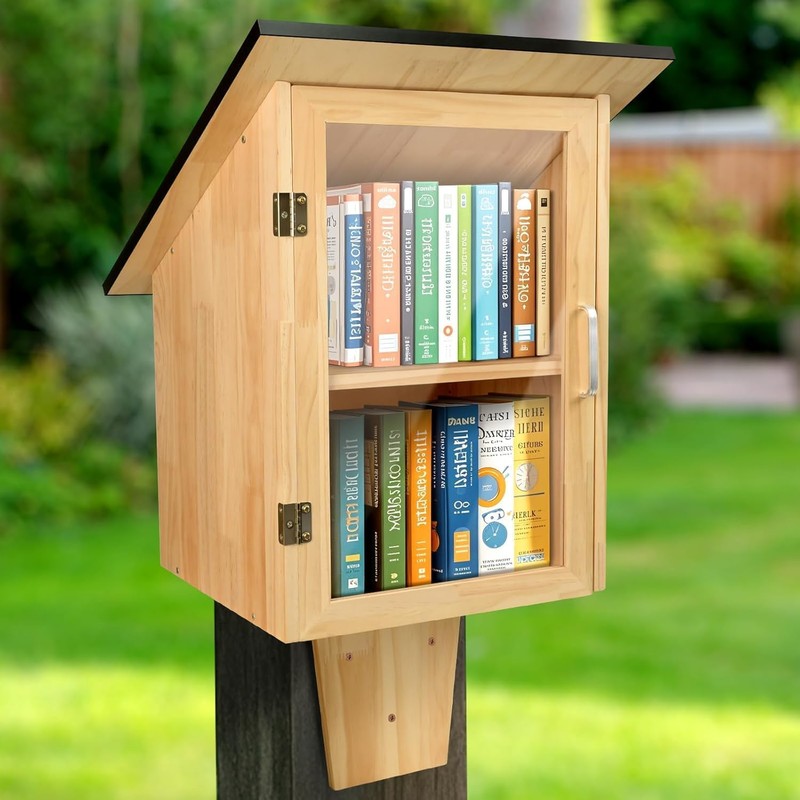 HAFTKD Outdoor Library Book Box, Double Little Library for Sharing