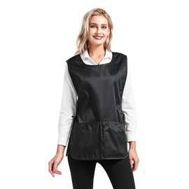 Nanxson CF3137 Unisex Apron Pack of 2 Universal Apron Adjustable Waist with 2 Front Deep Pockets, Black (black-1)