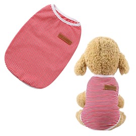 Dog Clothes, T-Shirt, Cotton, Cute, Stylish, Striped Shirt, Dog Clothes, Cat Clothes, Pet Wear, Spring and Summer, Breathable, Vest, Clothes, Easy to Put On, Hair Loss Protection, Home Wear, Walking