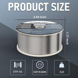 Sunstac Flux Core Welding Wire E71T-GS 0.030" Gasless MIG Wire - 2LB ABS Spool for Mild/Galvanized/Stainless Steel (Indoor & Outdoor Use)