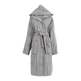 metistex Unisex Bathrobe S Terry Cloth with Hood for Men and Women, 100% Cotton, Dressing Gown with Oeko-Tex Standard, Grey, gray