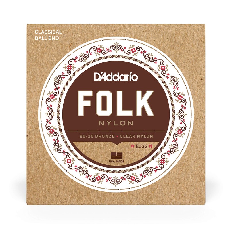D'Addario ダダリオ ボールエンドナイロン弦 Folk Nylon EJ33 80/20 Bronze/Clear Nylon Trebles
