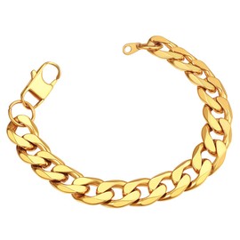ChainsPro Gold Bracelet 18k Plated 13mm 8.3inch Cool Chunky Bracelets
