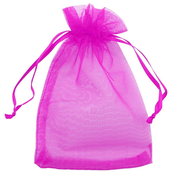 Allgala 100 Count Orangza Gift Party Favor Bags with Drawstring-8x12 Inch-Fuchsia-PF53411