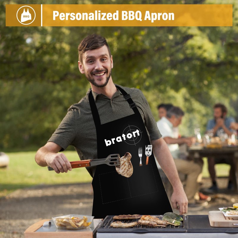 nomiou Barbecue Apron Black - Bratort - Gift for Men,
