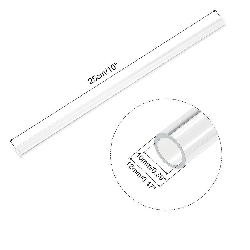 sourcing map Acrylic Pipe Clear Rigid Round Tube 10mm ID