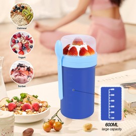 GPREESUS Overnight Oats Containers with Lids,28 oz On the Go Yogurt Parfait Snack Cup, Overnight Oats Jars,Reusable Cereal Yogurt Cup and Divided Compartment for Fruit & Nuts (Blue, L)