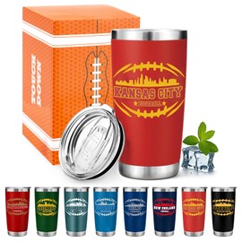 Football Fan 20 Oz Insulated Coffee Cup with Lid Adult Men Guy Him Brother Dad Boyfriend Uncle Niece Friend Friendship Grandpa Grandfather Husband Son in Law Happy Birthday Gifts Cool Funny Unique