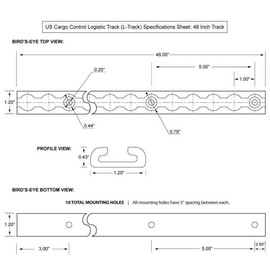 US Cargo Control Black L Track – 48 Inch Length Airline Track – Perfect for Securing Motorcycles, Dirt Bikes, ATVs, Utility Tractors, and More – Use On Pickup Trucks, Vans, Or Utility Trailers