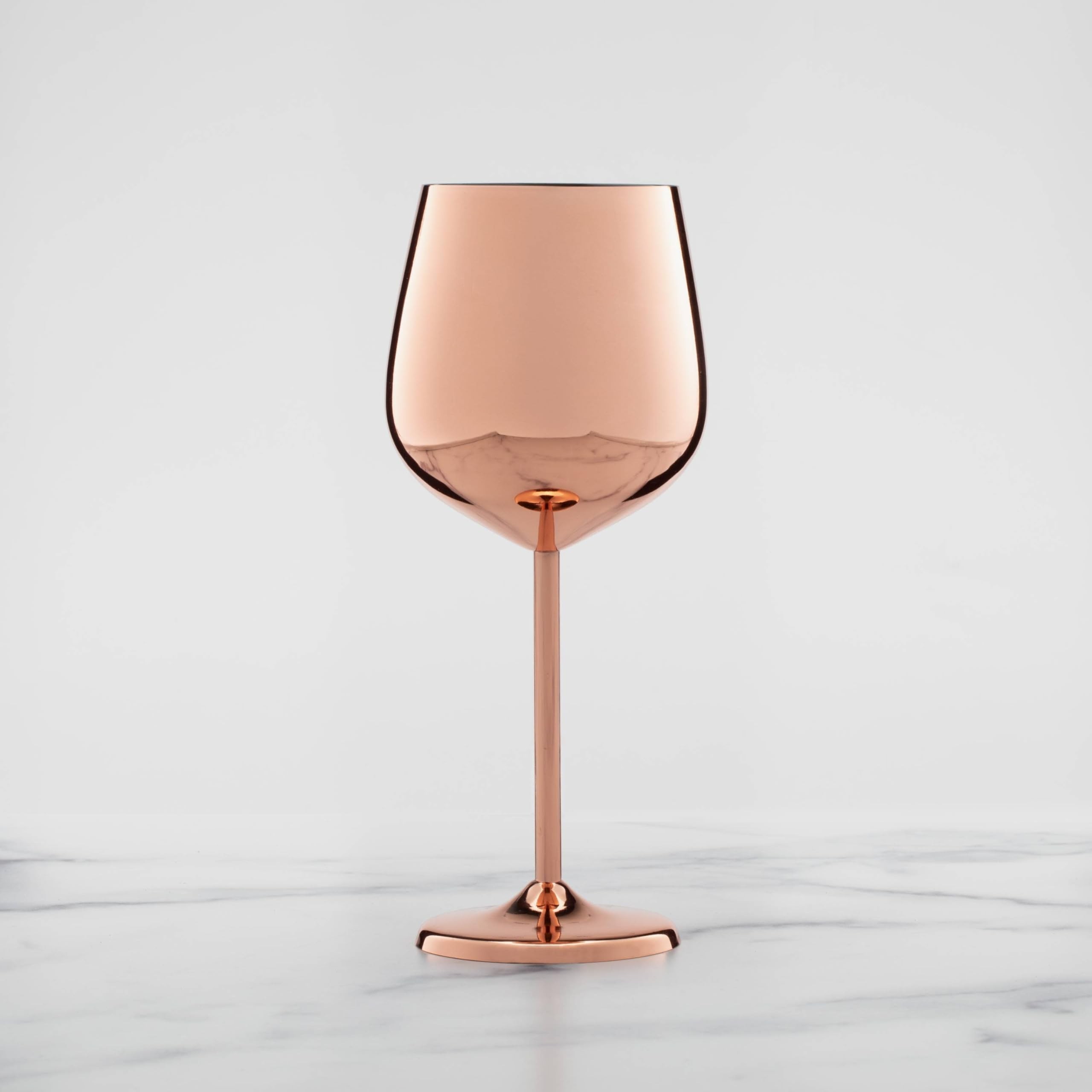 Cambridge Silversmiths 4 Piece Set of 18 oz Copper All Purpose Single Wall Wine Glasses - Thumbnail 4