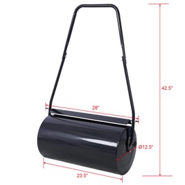 Donext 13 Gallon Goplus Lawn Roller, Push/Pull/Tow Behind Water/Sand Filled Steel Sod Drum Roller with U-Shaped Handle, Yard Roller for Garden Backyard Grass,Black