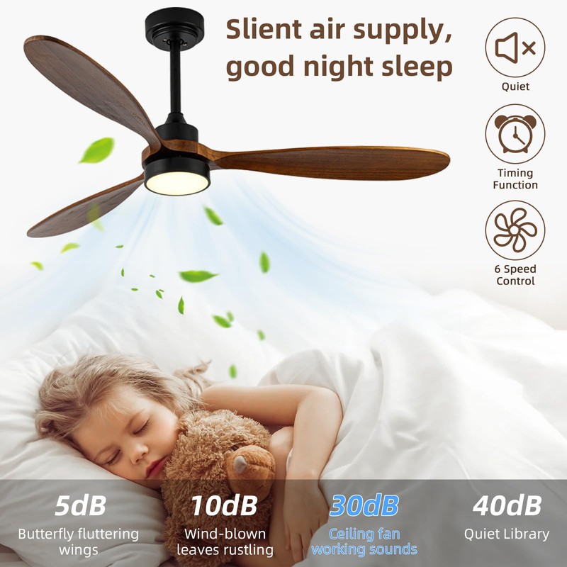 GESUM 52" Outdoor Ceiling Fan With Light, 6 Speeds, Remote