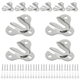 ZAAWUUT 10-Pack Heavy Duty Keyhole Hangers,Picture Frame Buckle Hanger Bracket,Mug Key Coat Hanging Rack,Wooden Board Wall Mount Keyhole Hanging Plates (Brushed Silver)