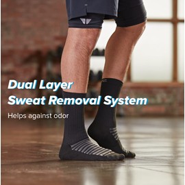 R-Gear Drymax Crew Running Socks For Men and Women, Medium Cushion | Breathable, Moisture Control & Anti Blister | L, White, 3 Pack