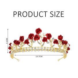 1 Piece Rose Flower Crown, Crown For Girls, Birthday Crown, Princess Crown Gold, Beauty Crown, Children's Rhinestone Crown, Queen Crown