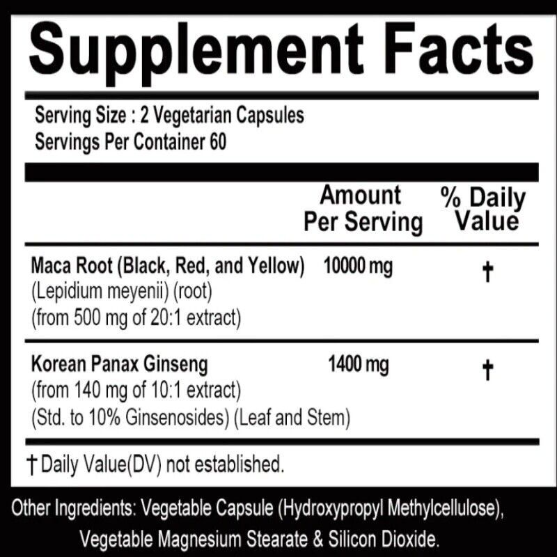 balincer Maca Ginseng Kapseln - Hochdosiert Mit 11400Mg - 120