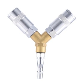 1/4" BSP 3 Way Airline Hose Connectors,Air Compressor Fittings Y Connector Splitter Male/Female Thread Quick Release Coupler