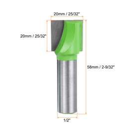 sourcing map Bottom Cleaning Router Bit 1/2" Shank Carbide Tipped Spoilboard Surfacing Planing CNC Mortising Bit for Slab Flattening Woodworking, 25/32" (20mm) Dia 25/32" (20mm) Depth