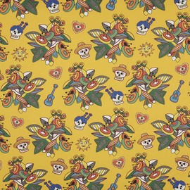 Kt KILOtela - Digital Printed Canvas Fabric Tablecloth Cushions Curtains Half Panama Cotton Patchwork 100cm Length x 140cm Width Psycodelia Regina - Orange - 1 Metre