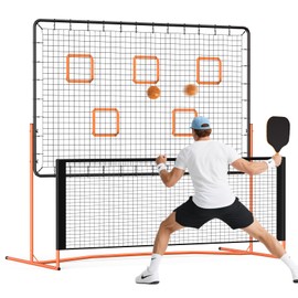 FAHKNS Pickleball Rebounder Training Equipment, Pickleball Rebound Net, for Single Player Practice Hitting, Doubles, Suitable for Garage, Backyard, Park, Indoor and Outdoor (Orange, 6 x 6 FT)