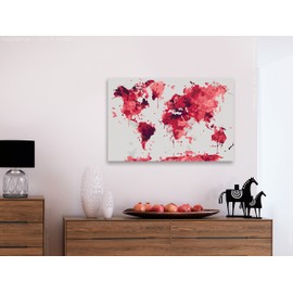 murando n-A-0547-d-a Painting-by-Numbers World Map Set, 60 x 40 cm, Wooden Frame on Canvas Paint Set, for Adults and Children as DIY Decoration or Gift, map of the world