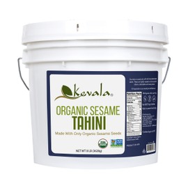 Kevala Organic Sesame Tahini - Made from Premium Seeds, Kosher, Without Cholesterol, USDA Certified, Cream for Making Hummus, Gluten Free Snack, Pail, Bulk Size, Vegan Butter, 8 lb