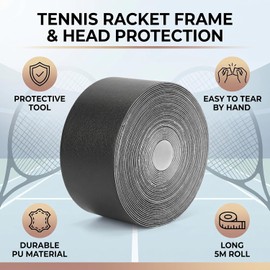 Vbestlife Cinta Protectora para Raqueta, 5 M Cinta para Raqueta de Tenis Cinta Protectora para Cabeza de Raqueta Protector para Raqueta de Squash Ensanchado para Práctica de Tenis Raquetbol