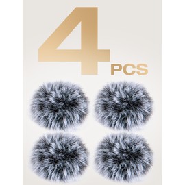 SUNMON Pack of 4 Grey Wind Protection for DJI Mini Mic, Furry Microphone Pop Protection Foam, Muff Pop Filter, Noise Reduction, Microphone Covers for DJI Mini Microphone