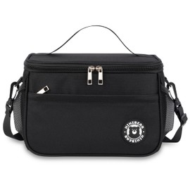 HIHIBEAR 7L / 9L Insulated Lunch Bag for Women & Men, Thermal Bento Lunch Bag, Pack Lunch Cool Bag Foldable for Work Office Travel Picnic (Black, 7L)