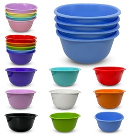 ECO Reusable Unbreakable Colourful Plastic Bowls Set of 4 Shatterproof 100% Food Safe Perfect for Camping, Indoor, Outdoor, and Picnic (Blue, Small 800ml)