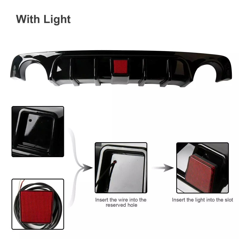 WenQi Rear Lower Diffuser Lip W/Light LED For Infiniti Q50
