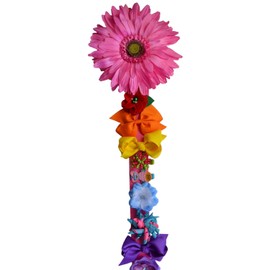 Hair Bow and Headband Holder DELUXE Accessories Storage and Organizer with BLOOMING Daisy (Hot Pink)