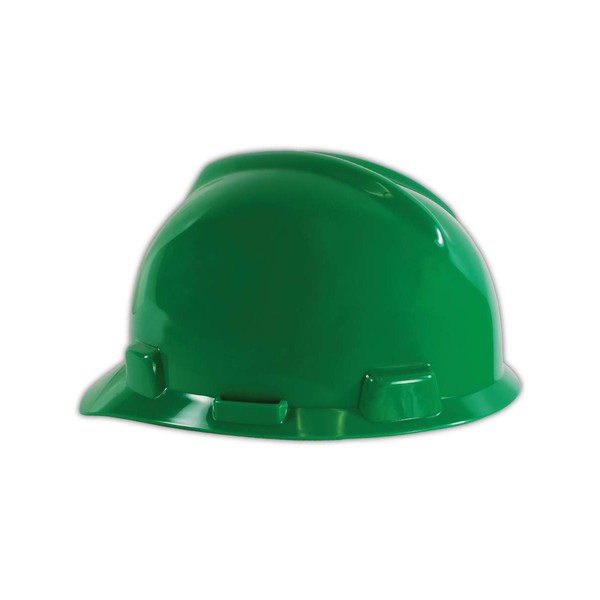 MSA 463946 V-Gard Cap Style Safety Hard Hat with Staz-on Pinlock Suspension | Polyethylene Shell, Superior Impact Protection, Self Adjusting Crown Straps - Standard Size in Green