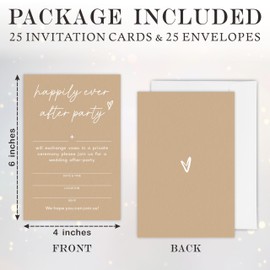 Psbrn 25 Brown minimalist wedding invitations,happily ever after party, Fill out style Double Sided wedding invitation set with envelopes, wedding party decorations & supplies - A16