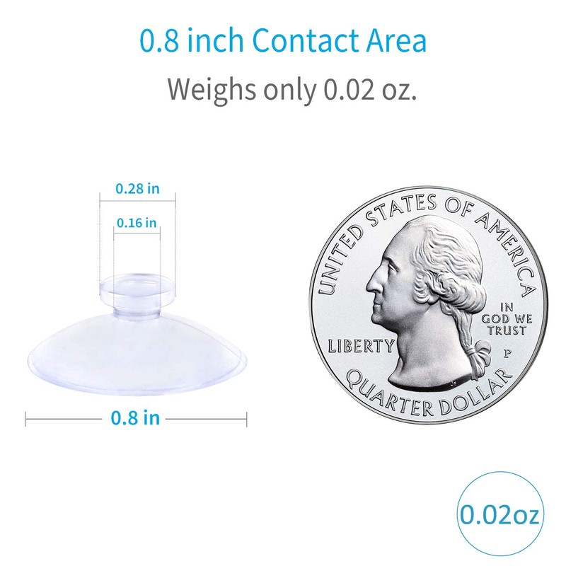 Pawfly 10 Pack Clear Suction Cups 0.8 Inch PVC Plastic