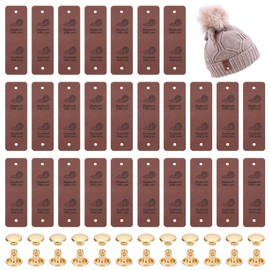 UNICRAFTALE 50Sets Handmade Tags Imitation Leather Crochet Labels with Iron Rivet Brown Rectangle Crochet Tags for Handmade Embossed Tag for DIY Crafts Knitting Sewing Hats Purses Clothing 76mm