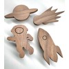 Space Wall Hook Made of Untreated Walnut Wood (Astronaut Planet