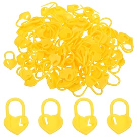 PATIKIL Crochet Stitch Markers, 100 Pack Plastic Knitting Markers Needle Pin Heart Locking Stitch Marker for Sewing Crocheting DIY Craft, Yellow