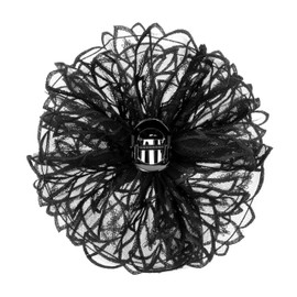 OSOPLAY Layered Lace Flower Hair Scrunchie Clip for Women Voluminous Multi-Layered Mesh Bun Holder Hair Accessory (Black)