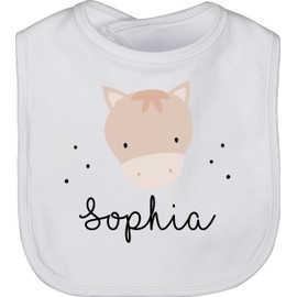 Geschenk mit Namen personalisiert by Shirtracer - Baby Bib - Cute Horse Motif, 2 White