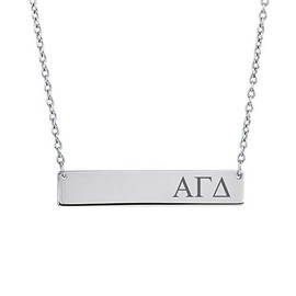 Alpha Gamma Delta Horizontal Sorority Bar Necklace Greek Sorority Letters Stainless Steel (17)
