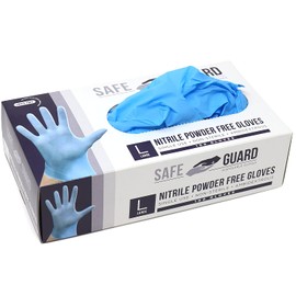 Safeguard Nitrile Disposable Gloves, Powder Free, Food Grade Gloves, Latex Free, 100 Pc, 1count