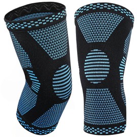 MILAIUN Knee Support for Men and Women, Pack of 2 Bandage Knee with Non-Slip Strips & Elastic, Compression Knee Support for Sports, Orthopaedics, Osteoarthritis, Meniscus, Strength Training (Blue-XL).