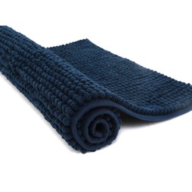 Pincy Non-Slip Chenille Bath Mat - 50 x 80 cm Shaggy Microfiber Bath Mat - Quick Water Absorbent, Machine Washable, Durable Floor Rug, for Bathroom Room (Navy Blue)